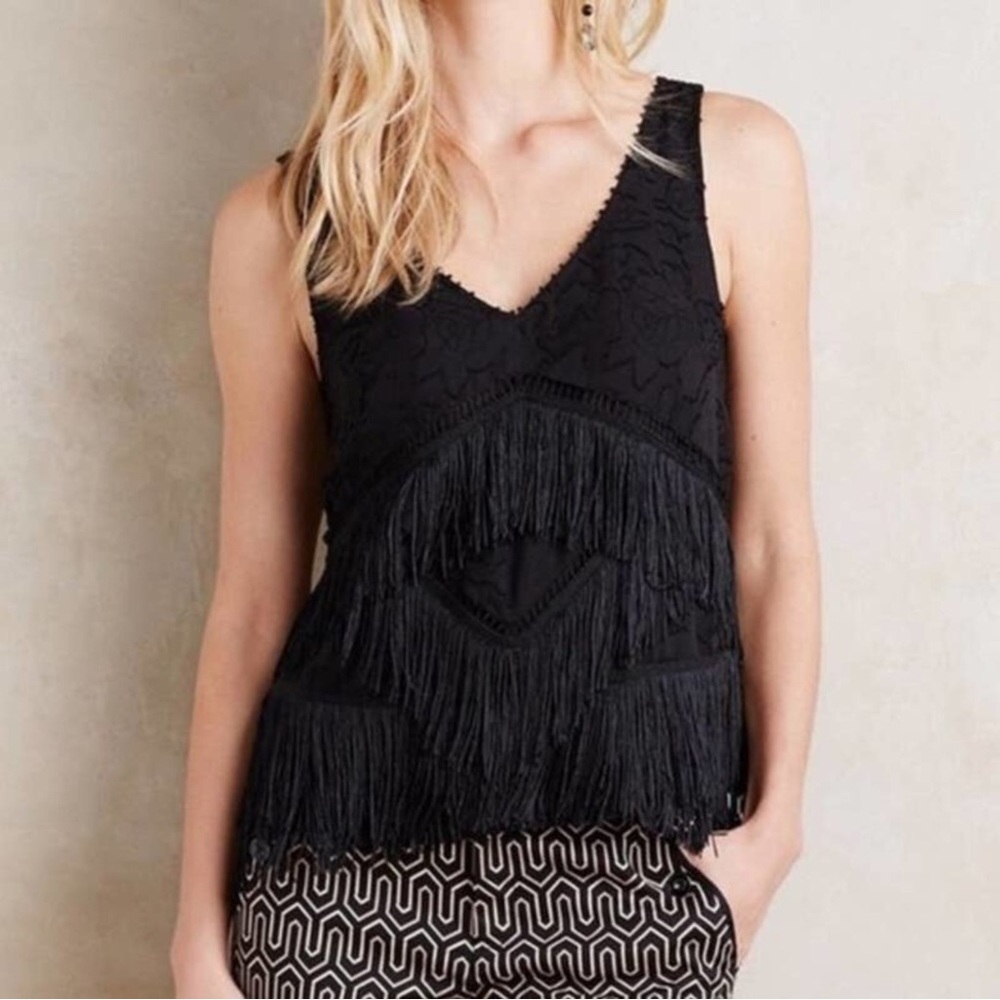 NWT Anthropologie HD in Paris Tiered Fringe Shell Tank